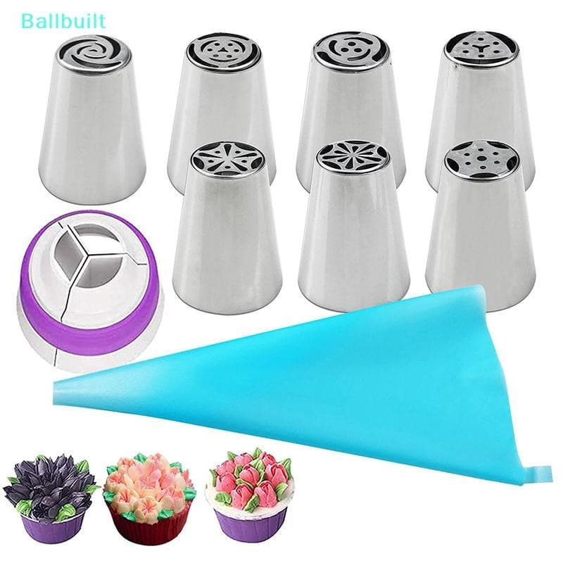 [BLU] 7/11 Pçs/Set Bicos De Tubulação De Confeiteiro De Tulipa Russa Aço Inoxidável Flor Creme Dicas De Pastelaria Ferra