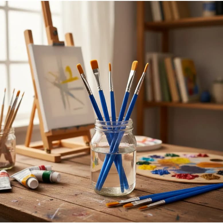 Kits Conjuntos Pincéis De Pintura Cerdas Macias Para Aquarela Óleo Acrílica Pontas Redonda E Chata