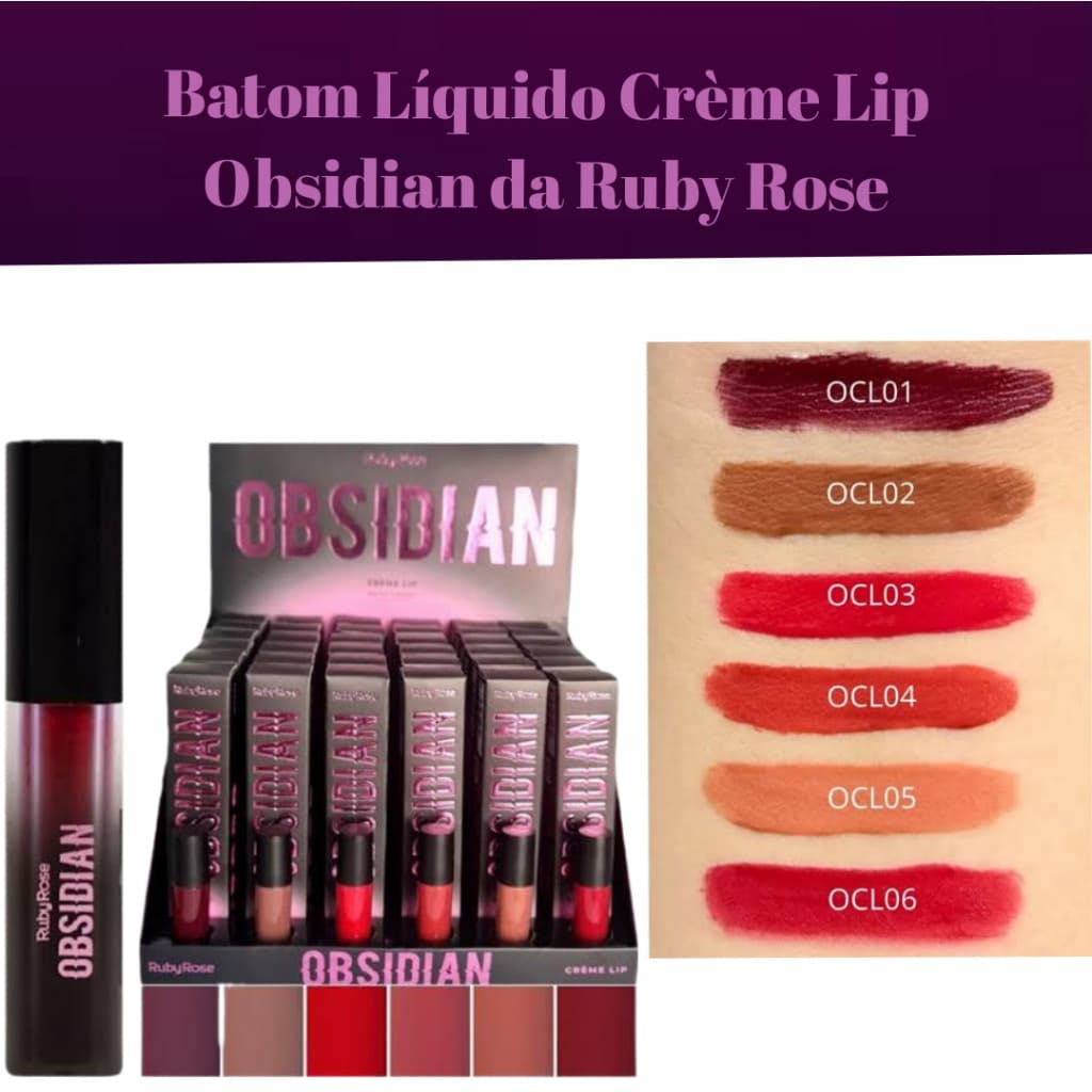 Batom Líquido Ruby Rose Obsidian Crème Lip Ocl01 Hb-7100-2 LA8U