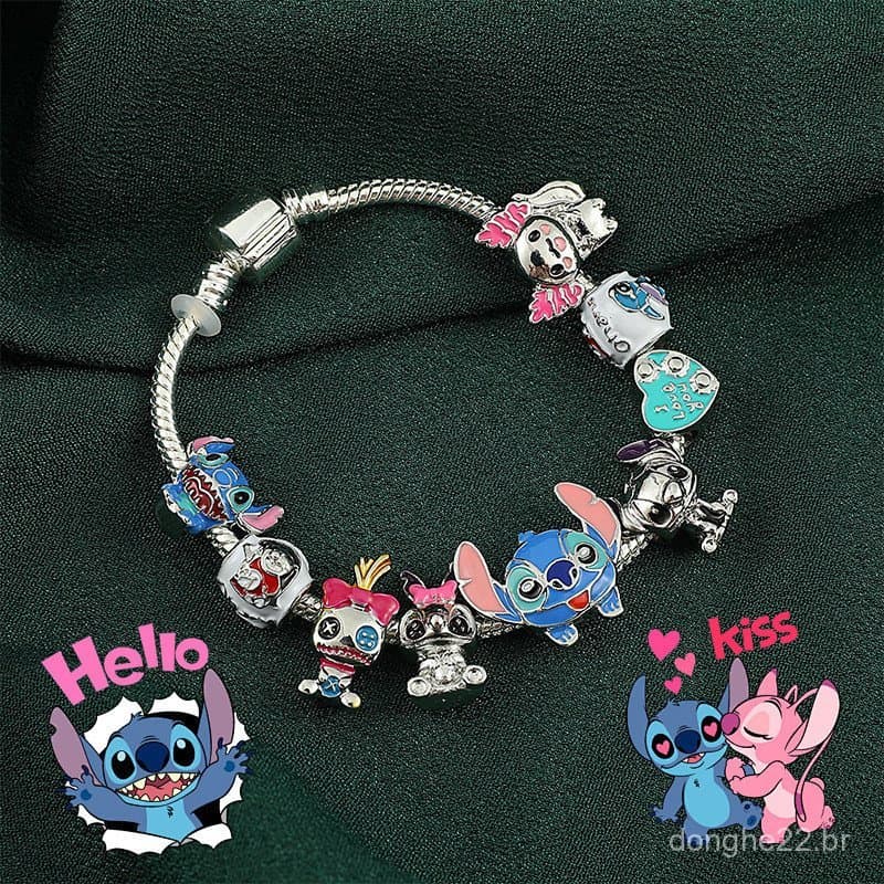 Pulseira Disney Stitch, Joia Feita à Mão, Presente de Natal para Meninas e Casais, Presente de Aniversário
