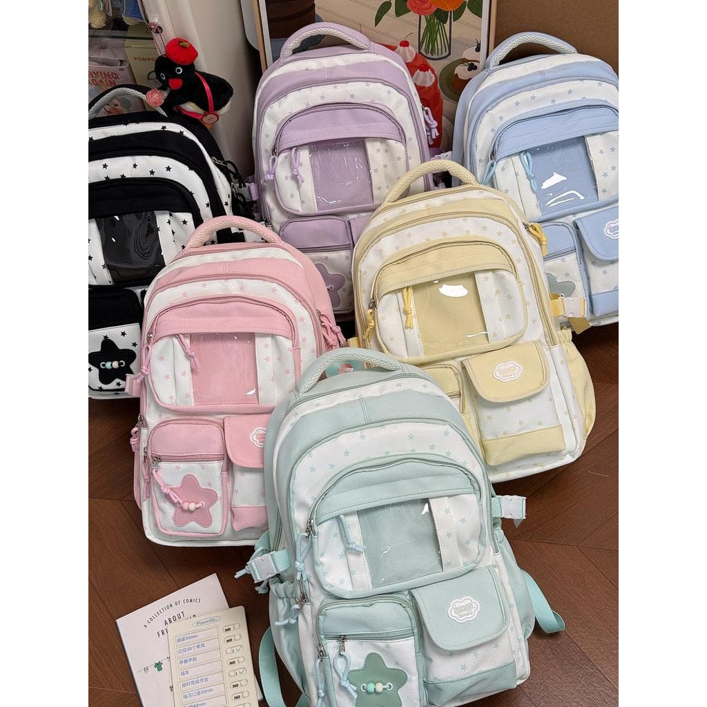 Bonito ins estilo grande capacidade simples All-Match feminino estudante mochila Multi-bolso camada de dor júnior ensino