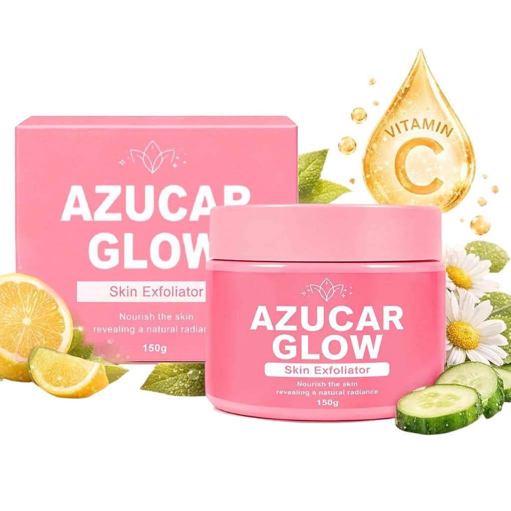 AzucarGlow Esfoliante e Clareador, Esfoliante Corporal com Vitamina C, Pepino e Extrato de Camomila, Polidor Corporal Es