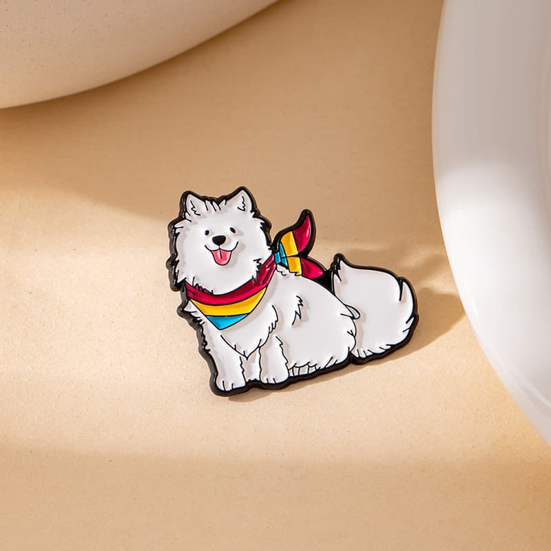Desenhos Animados Criativos Samoyed Filhote De Cachorro Liga Broche Pinos Emblema Para Saco E Roupas Acessórios De Decor
