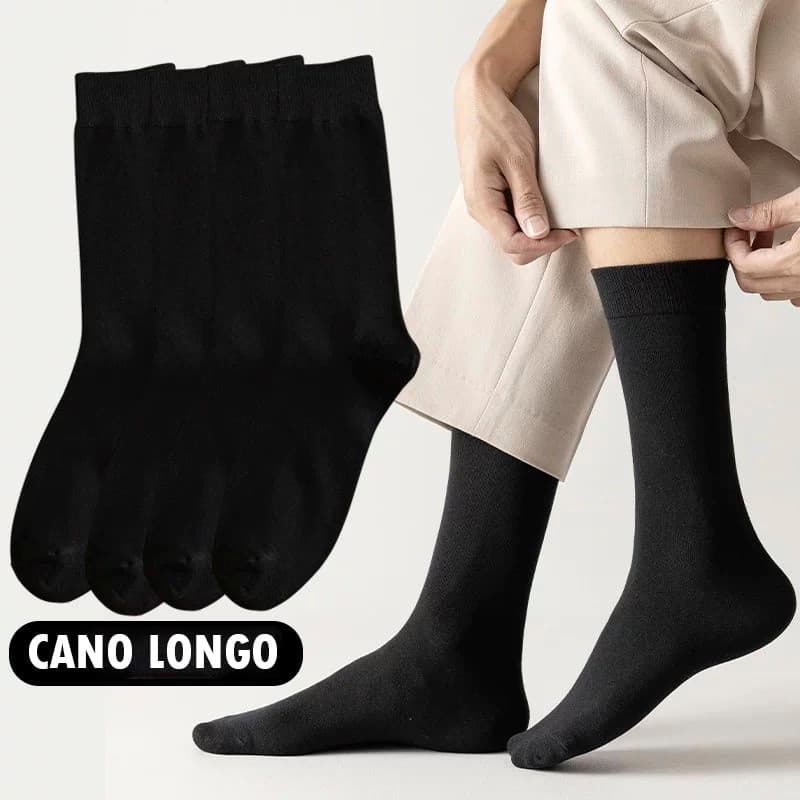 Kit 3/6/12 Pares Meia Social Cano Longo Preto 40-46