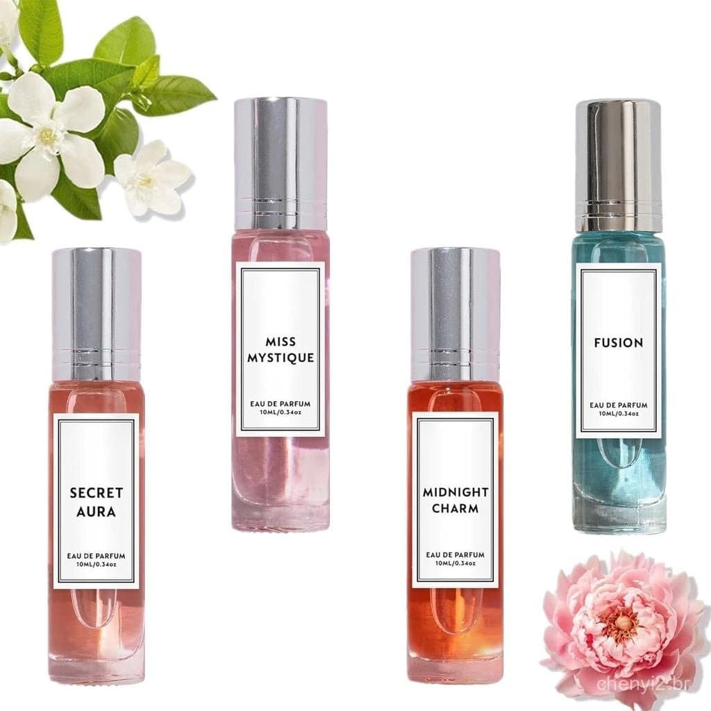 Conjunto de 4 Perfumes com Feromônios para Mulheres, Perfume com Feromônios, Coleção de Fragrâncias de Longa Duração com