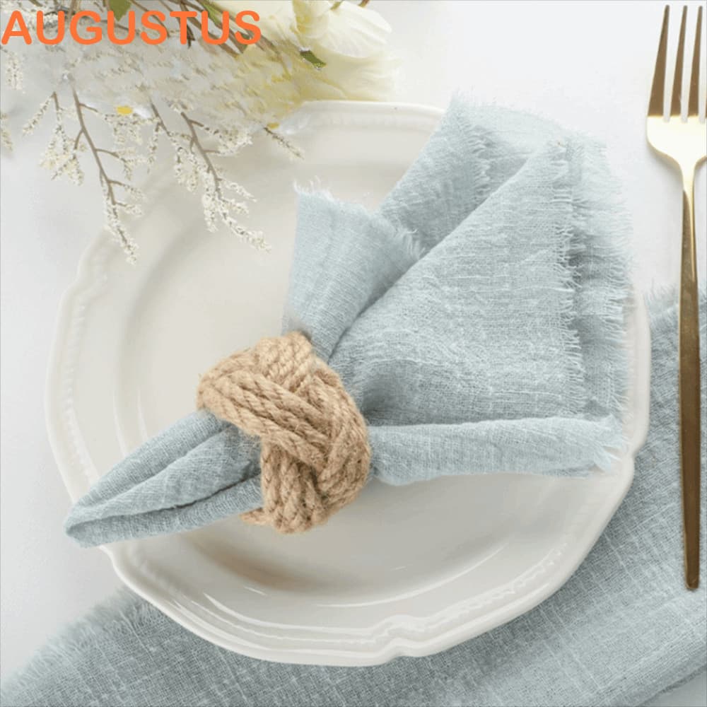 AUGUSTUS 6 Pcs Guardanapo De Algodão Com Borda De Rebarba , Pano Retrô De Cor Sólida Crua , Toalha De Chá De Gaze Macia