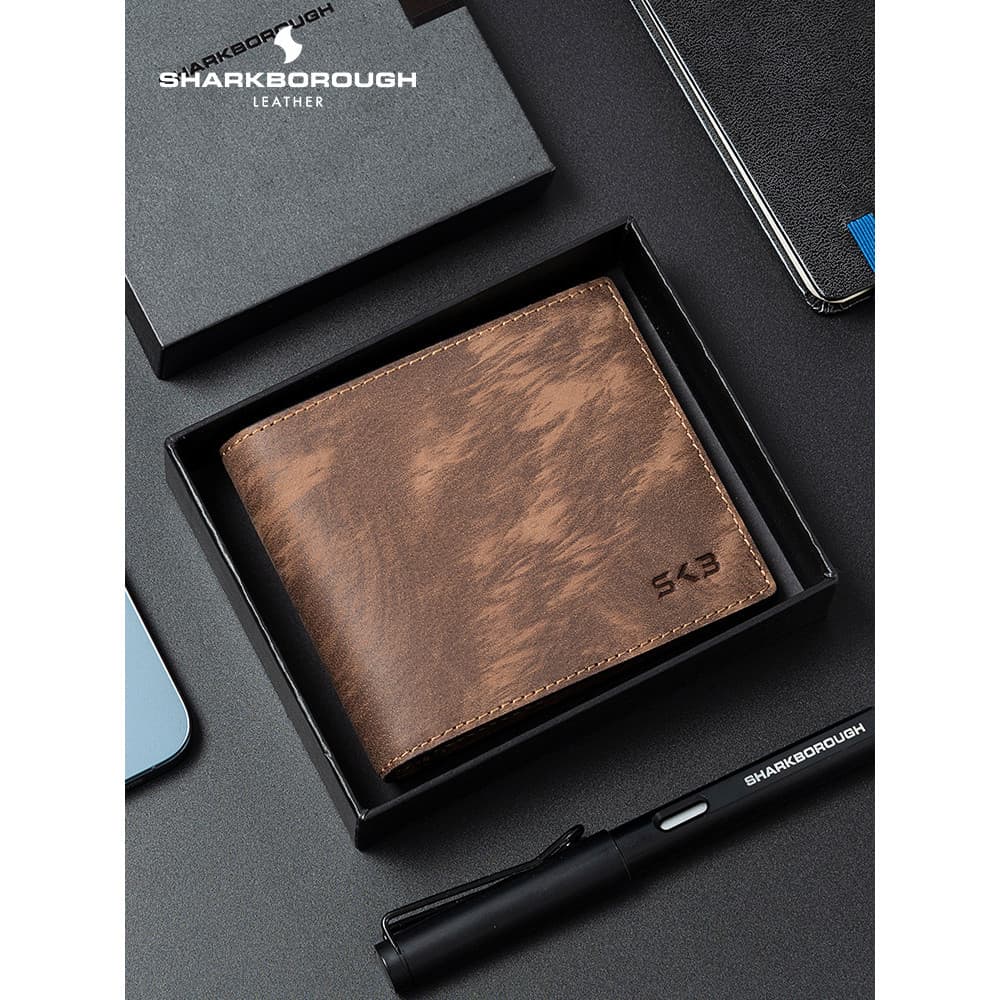 Carteira masculina de couro genuíno estilo Horizontal 2024 novo estilo primeira camada de couro presente de aniversário
