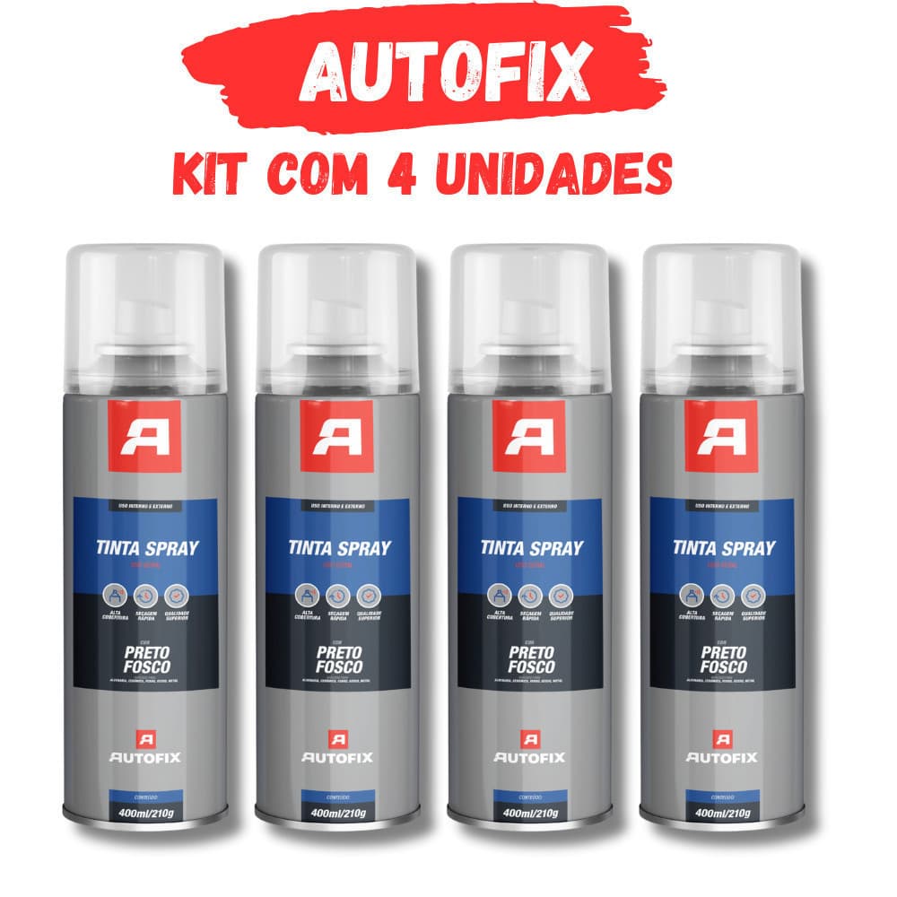 Kit 4 Tintas Spray Uso Geral 400ml - Preto Fosco Ok