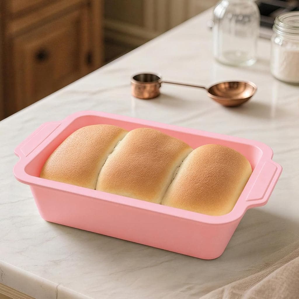Forma de Pão Antiaderente de Silicone: Forma de Pão de 9,5 x 5 Polegadas para Uso Doméstico com Estrutura de Metal - par