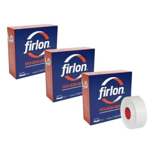 Kit 3 Fita Veda Rosca 18mm X 10 Metros Firlon Branco