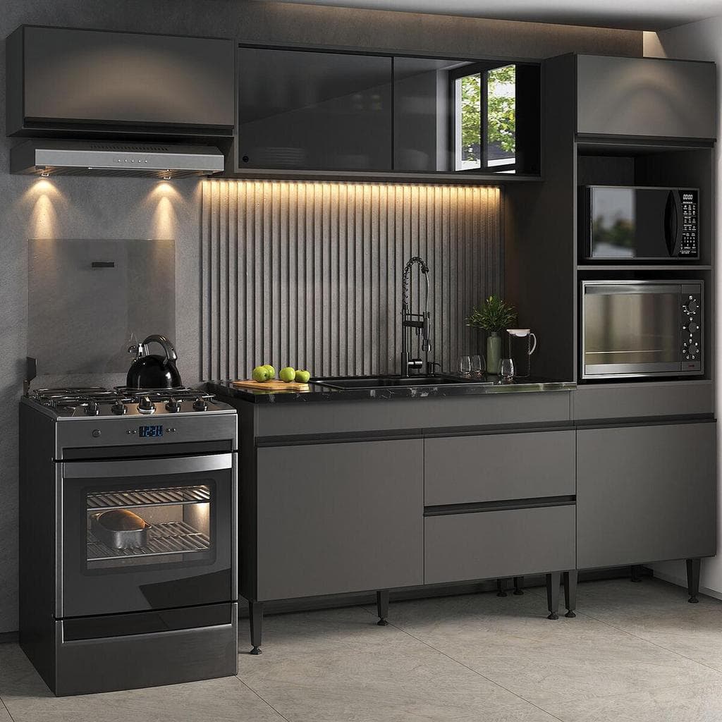 Armário de Cozinha Modulada Completa 251,5cm Milano Multimóveis MP2395