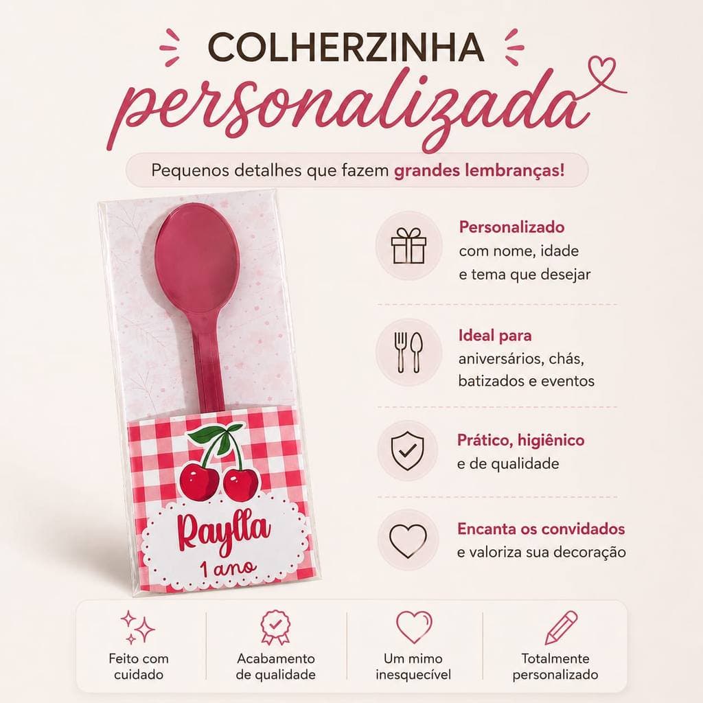Colherzinha Personalizada + Guardanapo para festa