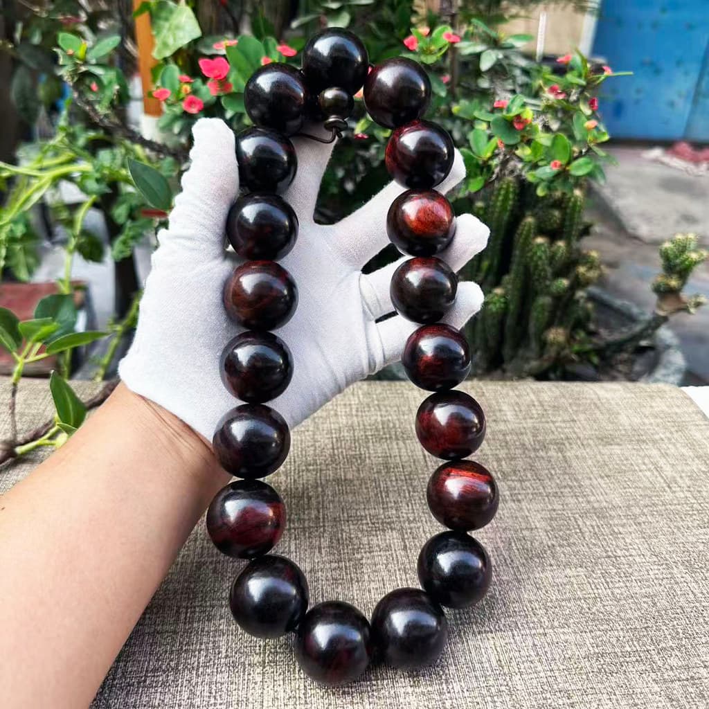 Grande vermelho jacarandá preto flutuante vermelho 3.0x19 contas pulseira cruz Toe Dalbergia mogno artesanato jóias puls