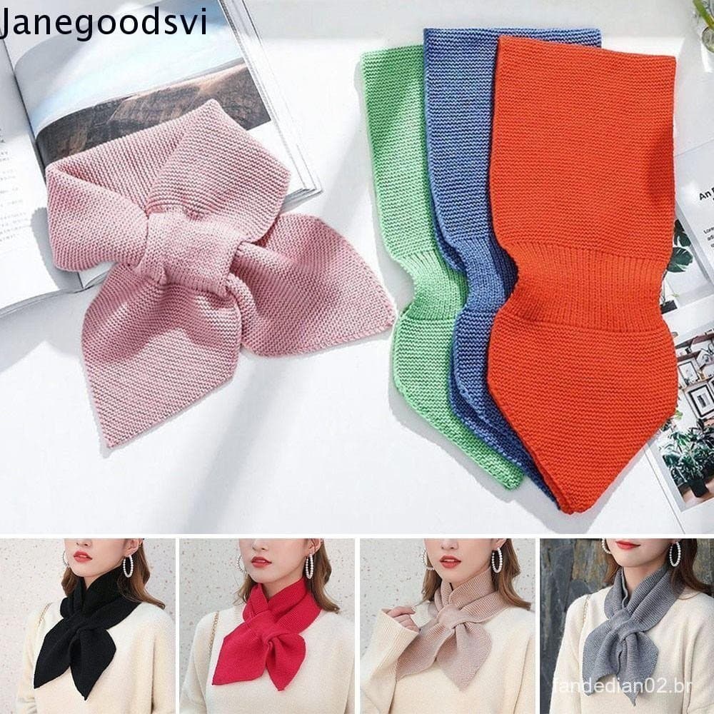 JANEGOODSVI Gola Alta , Lenço Cruzado Removível Quente , Inverno Casual À Prova De Vento Tricotado Pescoço Mais Feminino