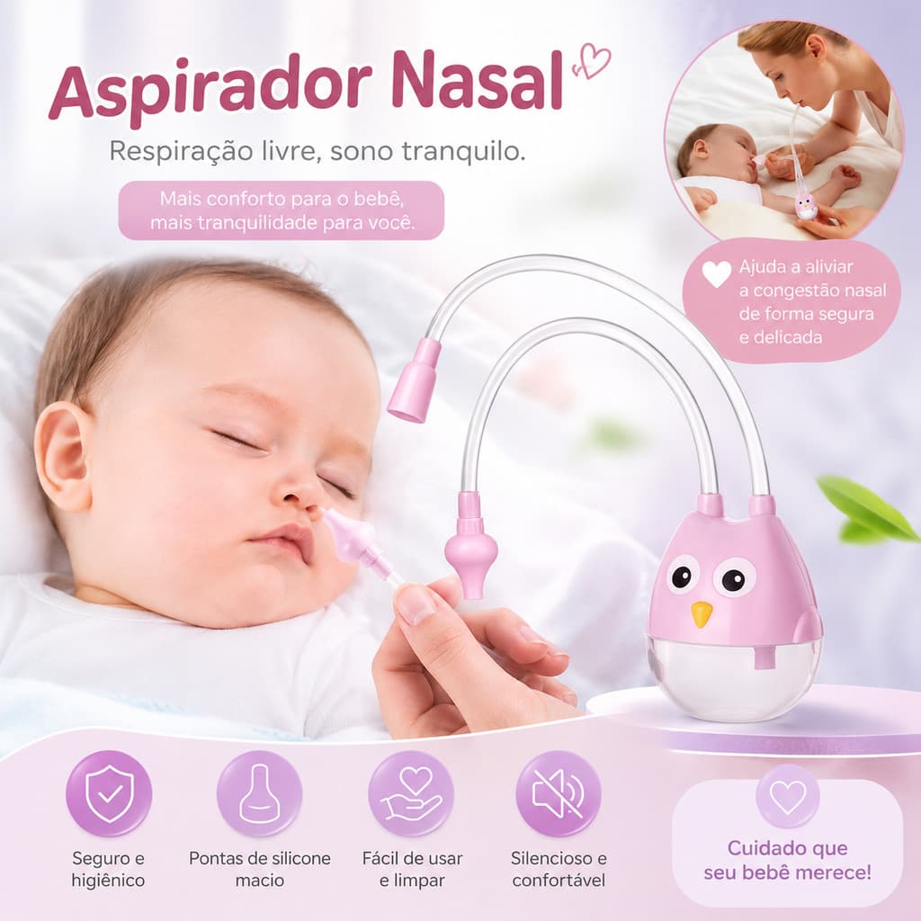 Aspirador de Nariz Para Bebe Infantil Removedor de Secrecao Com ou Sem Kit