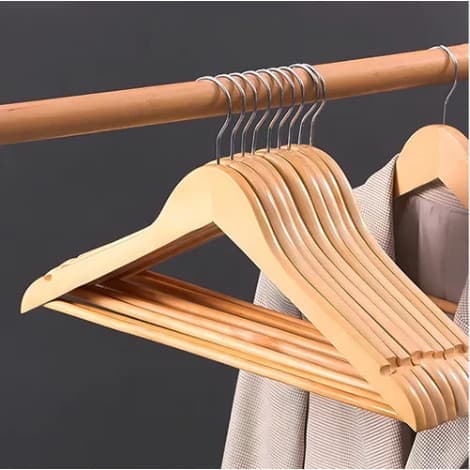 Kit 3 Cabides Madeira Suporte Roupas Armário Pendurar Organização Reforçado Antideslizante