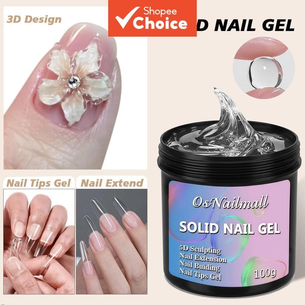 Gel de Construção de Unhas 5D 100g – Gel Sólido de Forte Fixação para Extensão de Unhas