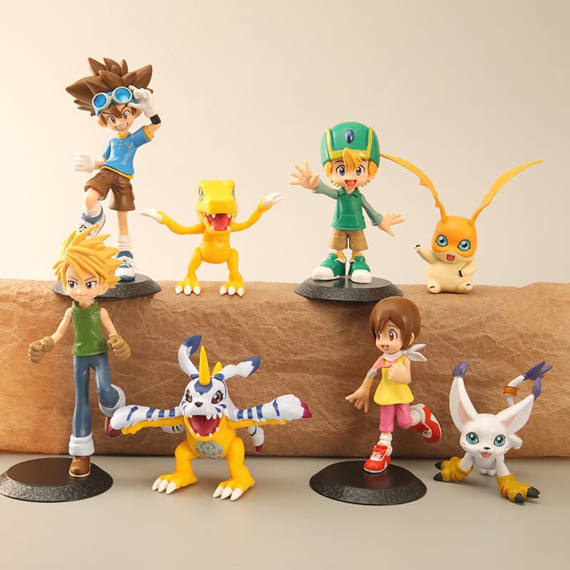 2Pcs/Set Anime Digimon Adventure Figura Yagami Taich Agumon Ishida Yamato Gabumon Hikari Tailmon Patamon Figuras De Ação