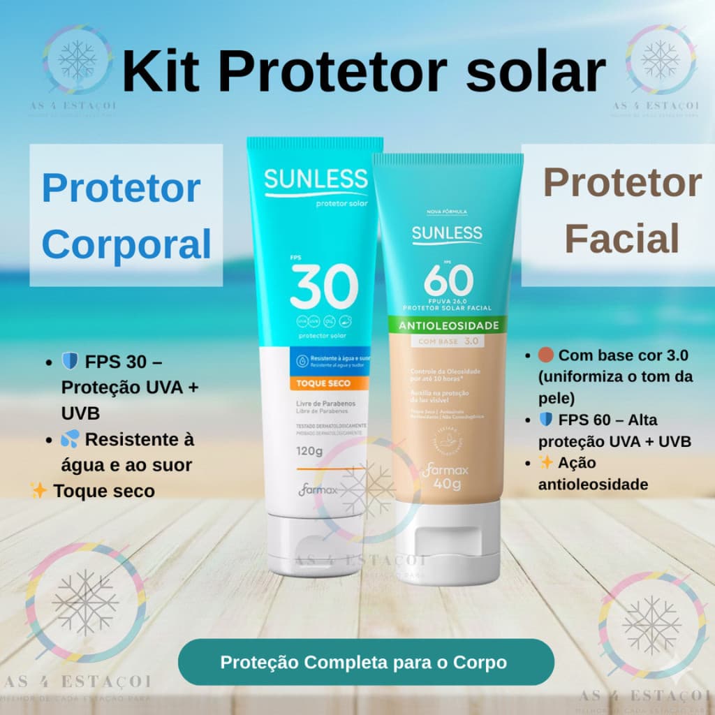 Kit Protetor Solar Facial 3.0  + Protetor Solar FPS 30 De 120g