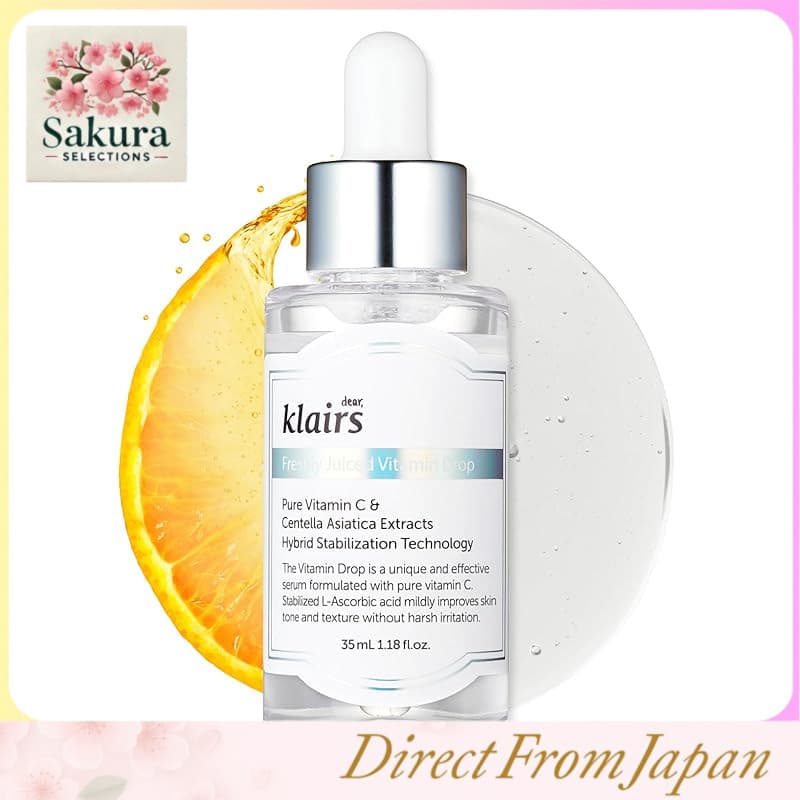 Sérum de Vitamina C Klairs Freshly Juiced 35ml – Cuidado com a pele com Vitamina C pura para iluminar, hidratar e cuidar da pele sensível – Ampola antienvelhecimento suave, cuidado com os poros e opacidade – Conjunto individual ou duplo