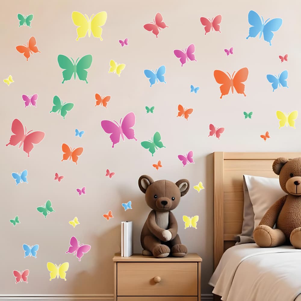 Adesivo de Parede Borboletas Coloridas Decoração Infantil