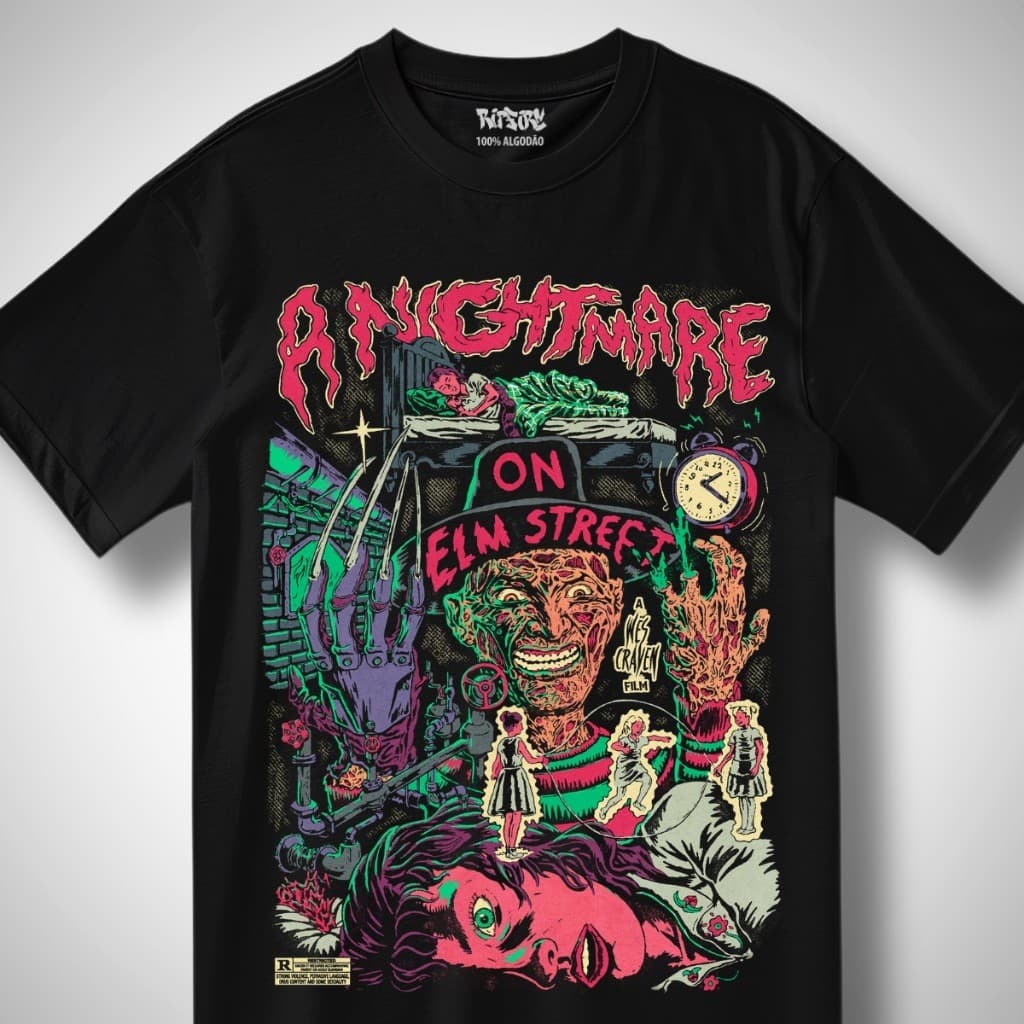 Camiseta Streetwear Algodao Camisa  Freddy Krueger TOP estilo
