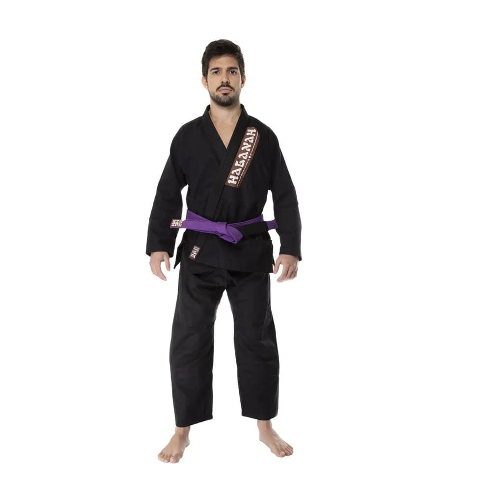 KIMONO F300 JIU JITSU PRETO HAGANAH ADULTO