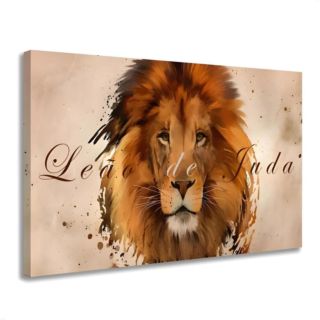Quadro Tribo Leão Judá Jesus Deus Religioso Tela Decorativa Cristã Evangélica Frases Bíblicas 90x60
