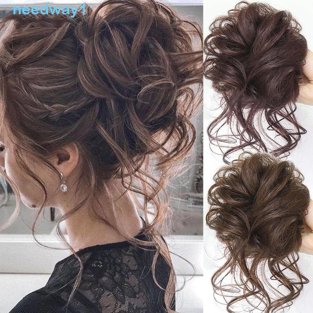 NEEDWAY Faixa De Borracha Natural Scrunchy/Extensão Do Cabelo Encaracolado/Elástico/Sintético Para Coque
