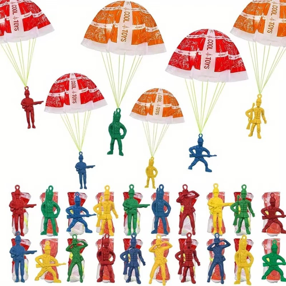 10 peças de brinquedos de paraquedas infantis, modelos de soldados, jogos ao ar livre lançados à mão, únicos e criativos