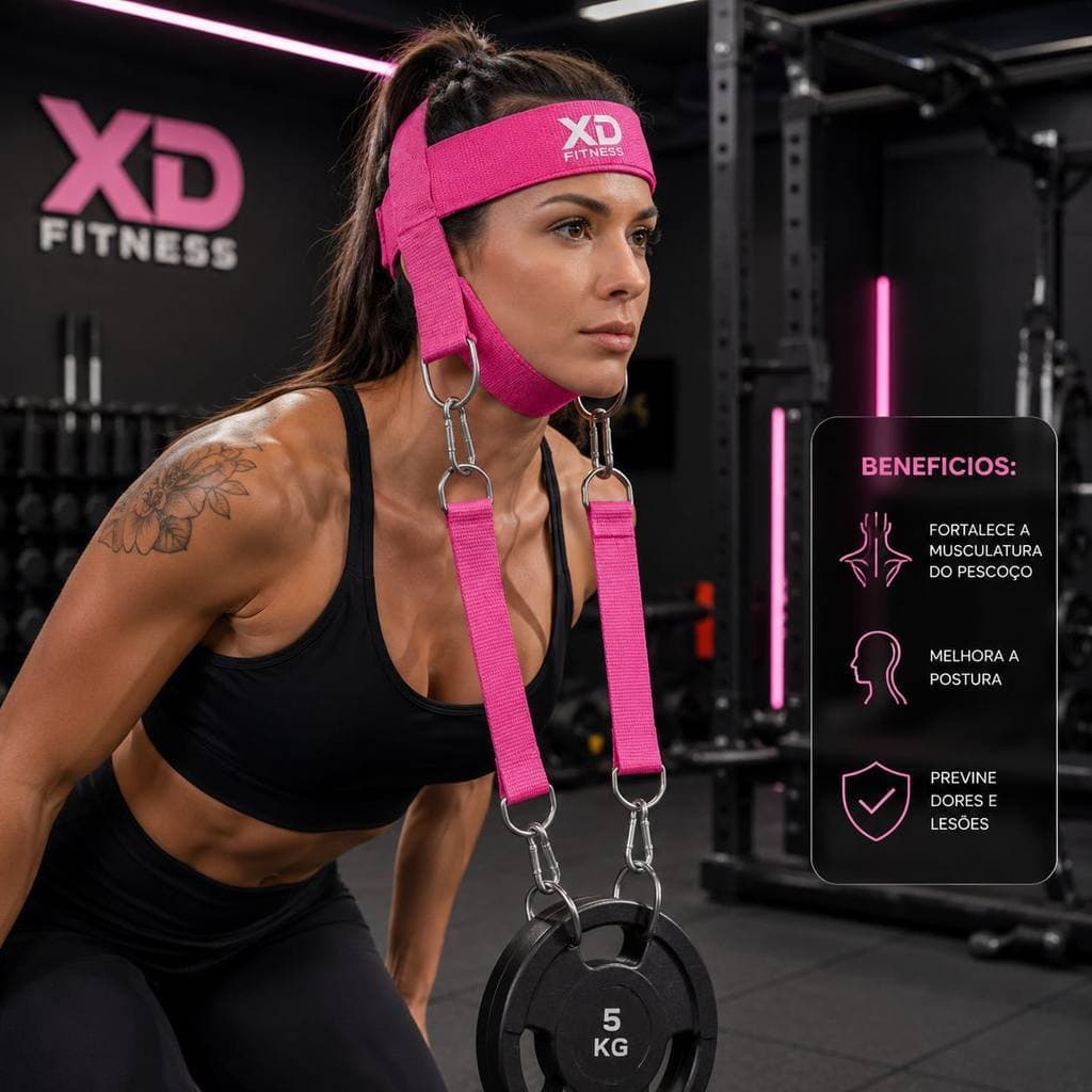 Cinto Fortalecimento De Pescoço Rosa Com Alça De Nylon Profissional Luta