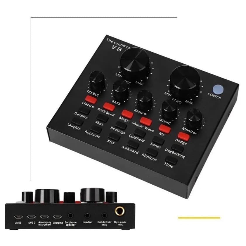 Mesa De Som V8 Compacta Para Microfone E Transmissão