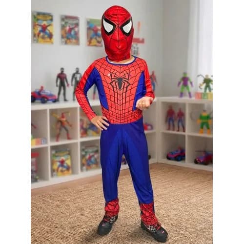 Fantasia Infantil Homem Aranha Longa C\ Mascara Pano