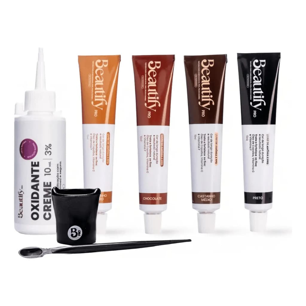 Kit Tintura Para Sobrancelhas, Fios, Pelos E Barba 10 G
