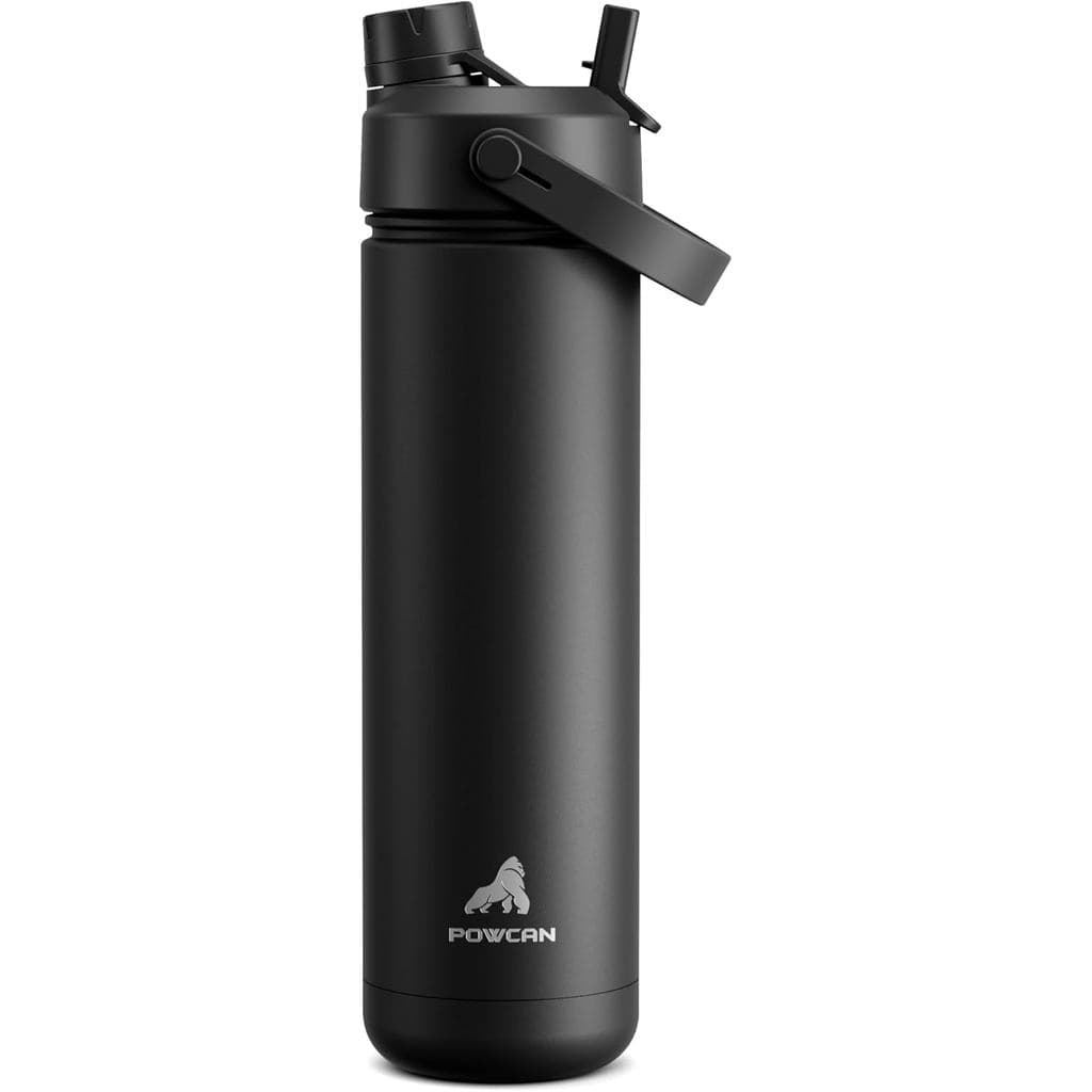 Garrafa de Água Isolada POWCAN de 26 oz com Tampa 2 em 1 com Canudo e Bico, Mantém a Bebida Fria por 24 Horas, À Prova d