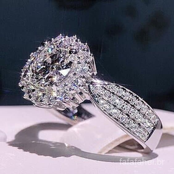 Anel De Pedra De Zircônia Grande Feminino De Luxo , Alianças De Casamento Vintage , Promessa De Amor , Anéis De Noivado