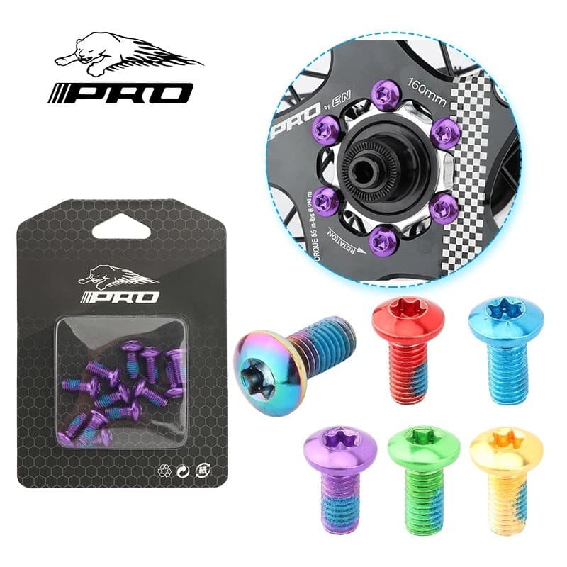 IIIPRO Parafuso De Montagem De Disco De Freio De Bicicleta 12 Pcs T25 Acessórios MTB Cor Liga ste