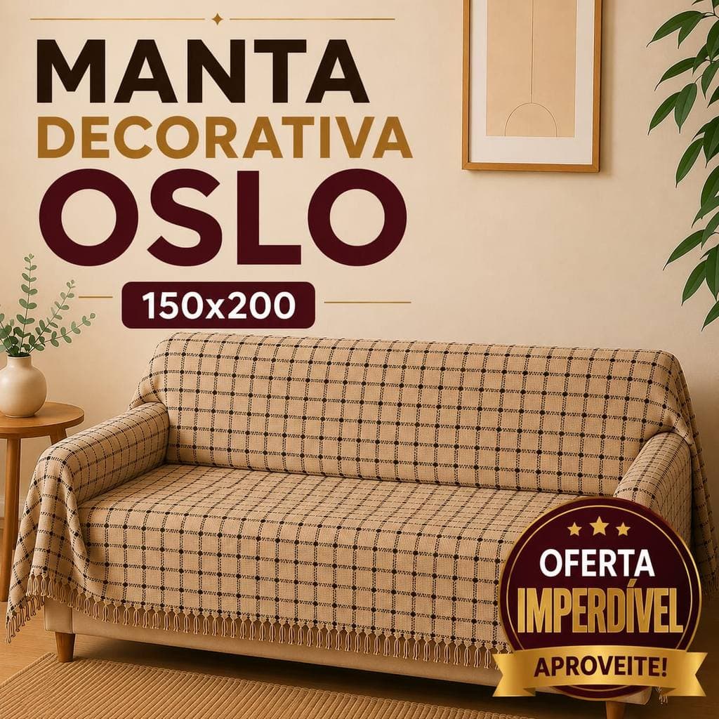 Manta Oslo Quadriculada 2,00m × 1,50m Gigante Sofá e Cama | Decorativa Disponível promoção