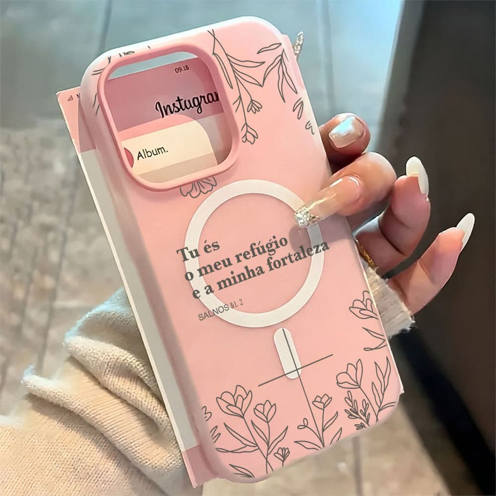 Versículo Bíblico Salmos Capa Capinha Para iPhone 16 15 14 Plus 13 12 Pro Max 2 Em 1 Ímã Forte Integrado Anti-impacto