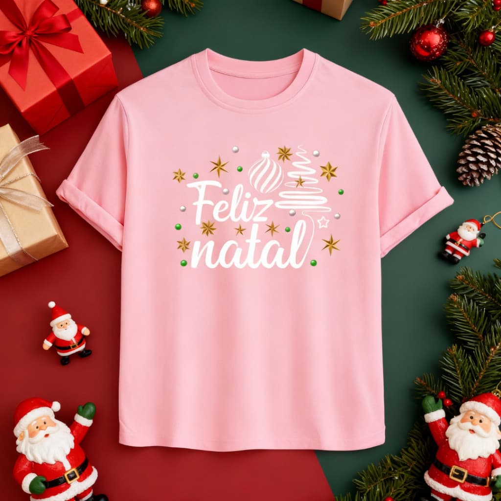 Camiseta Slim Unissex Estampa Natalina Fio 30.1