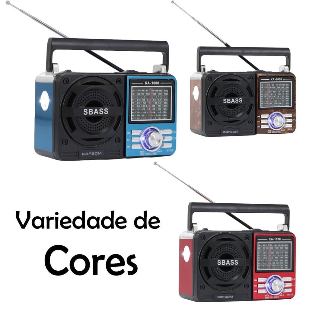 Rádio Portátil Com Bluetooth Am Fm A Pilha E Energia Usb 1088