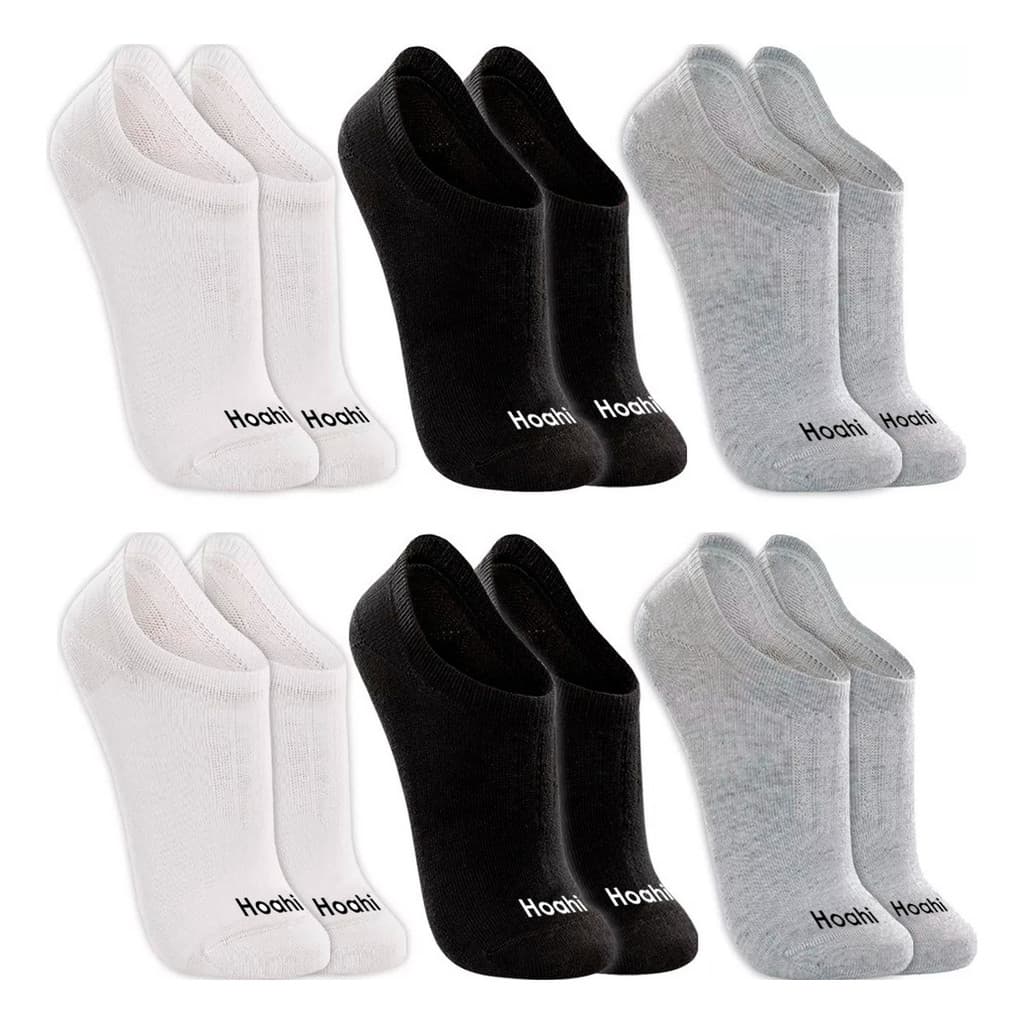 Kit 6 Pares Meias Unissex Basico Cano Baixo Invisível Hoahi