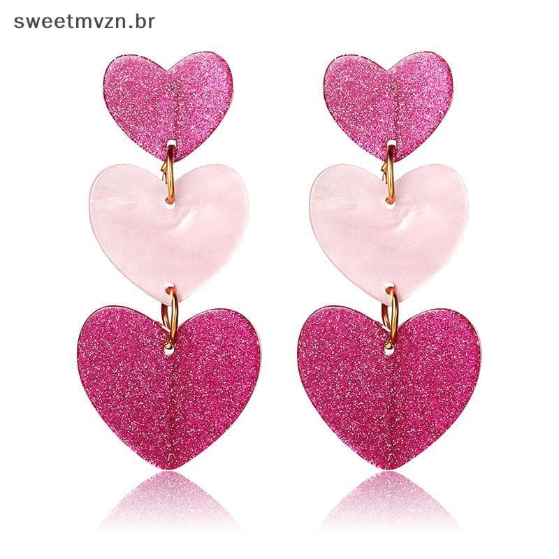 sweetmvzn Longo Grande Rosa Coração Pingente Gota Balançar Mulher Brincos Moda Longos Para Mulheres Acrílico Coreano Jói