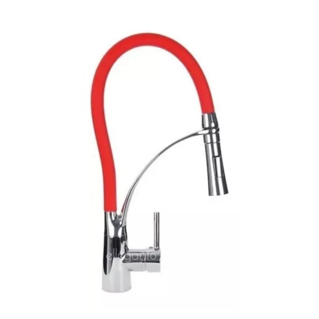 TORNEIRA GOURMET FLEXÍVEL VERMELHA CROMADA MONOCOMANDO