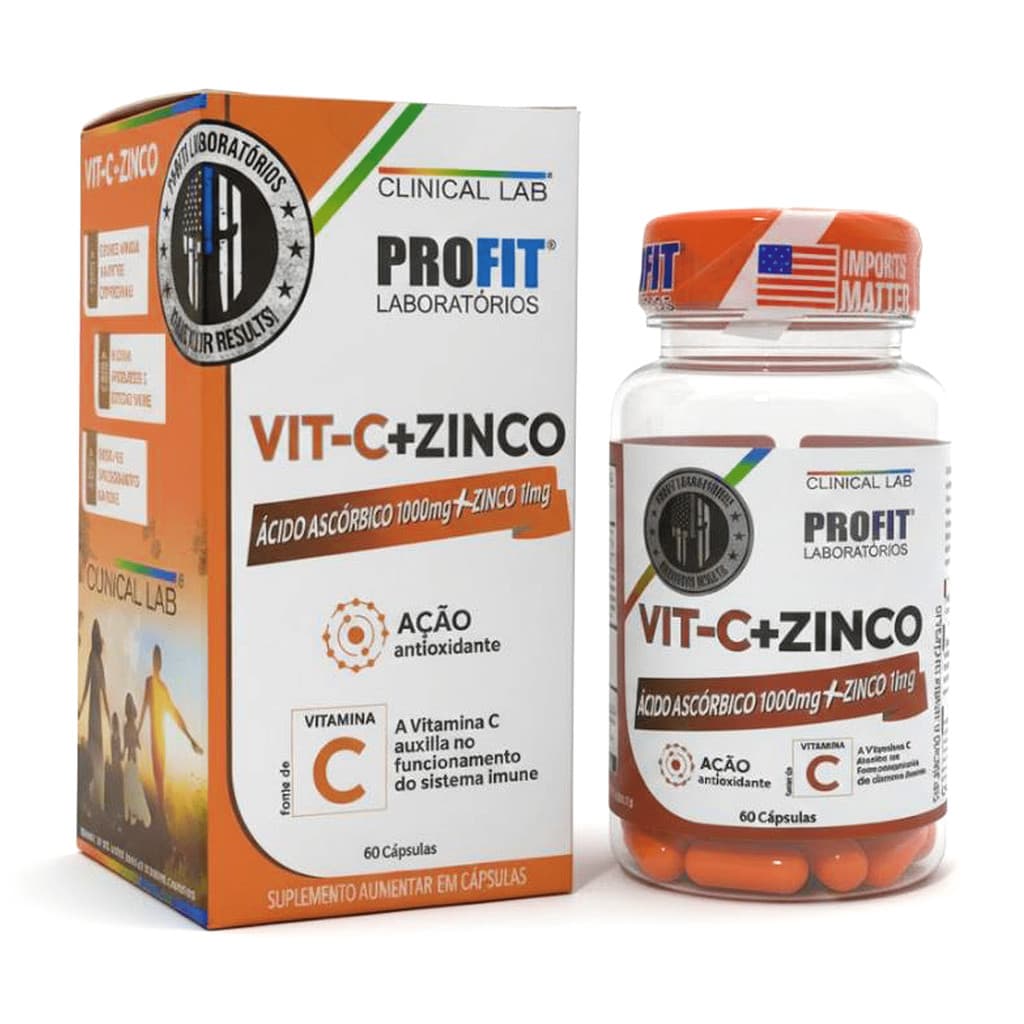 Vitamina C + Zinco 60 Cápsulas (1000mg+11mg) - PROFIT