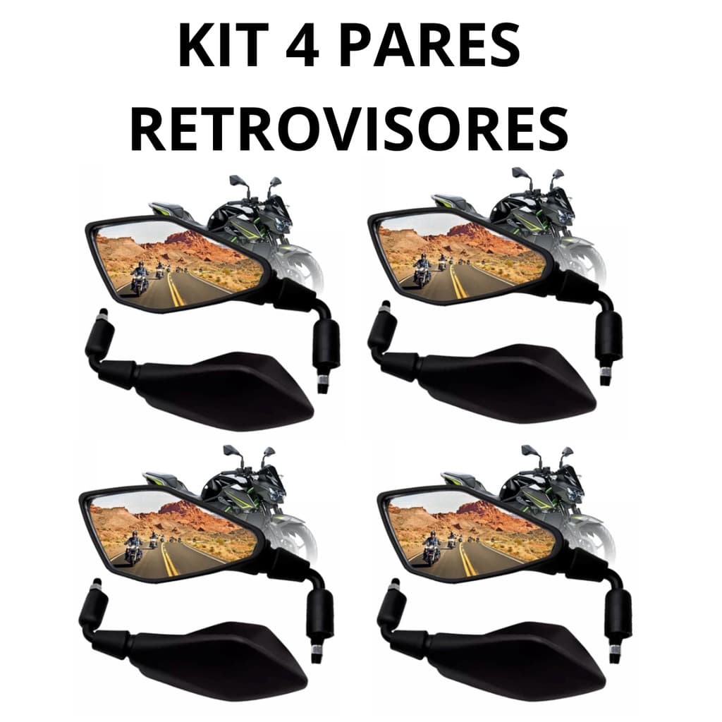 Kit 4 Pares Retrovisor Kawasaki Z400 Rebaixado 90º Honda Lente Convexa