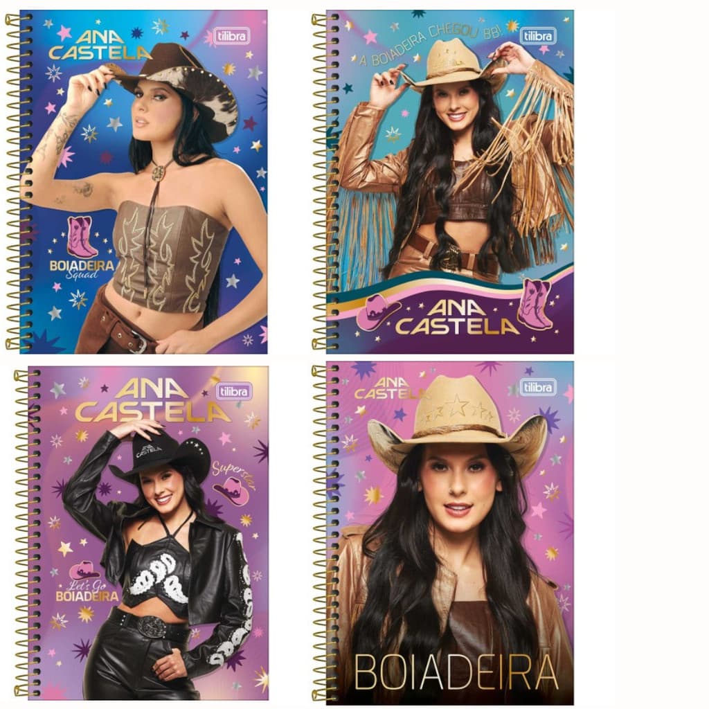 Caderno Espiral Capa Dura Universitário 10 Matérias Ana Castela 160 Folhas- Tilibra