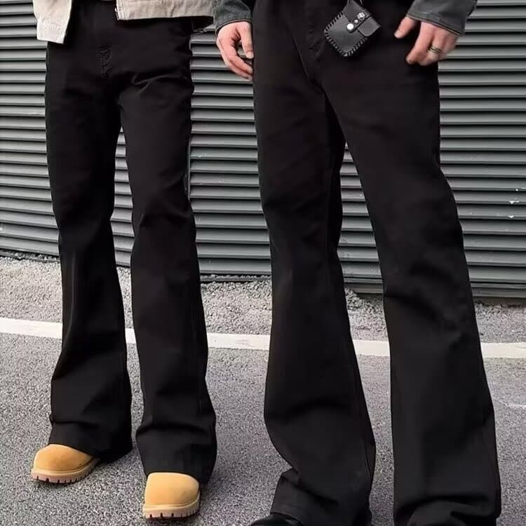 Preto fino-ajuste Micro-Flap Jeans masculino High-End Casual Wear mais magro olhar pernas longas calças na altura do chã