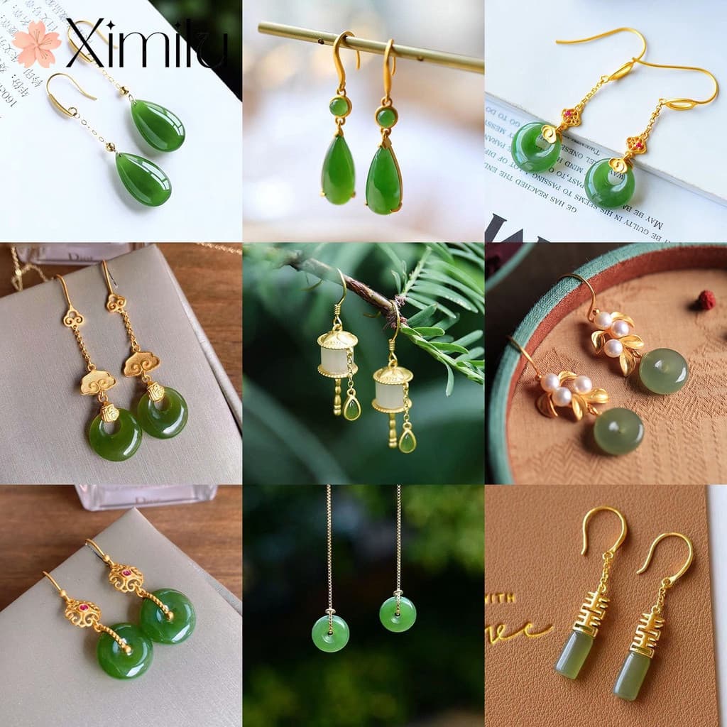 ❤ Brincos de jaspe Hetian naturais clássicos de variedade Original, brincos de crissoprase de gota de água, brincos retr