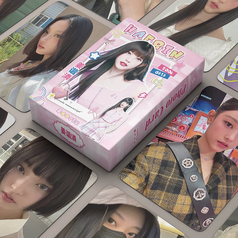50 peças/caixa NewJeans Haerin Cartão Fotográfico a Laser Holográfico LOMO Álbum KPOP ZF9J